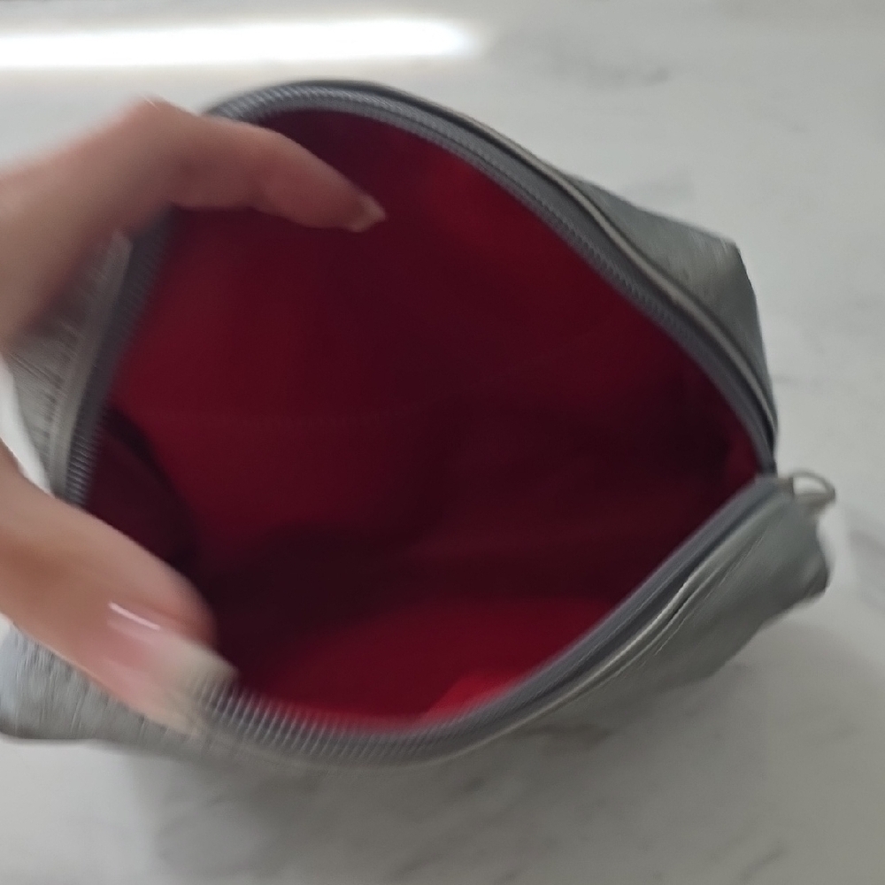 Michele Silver Cosmetic Bag with Red Accent - Picture 5 of 5